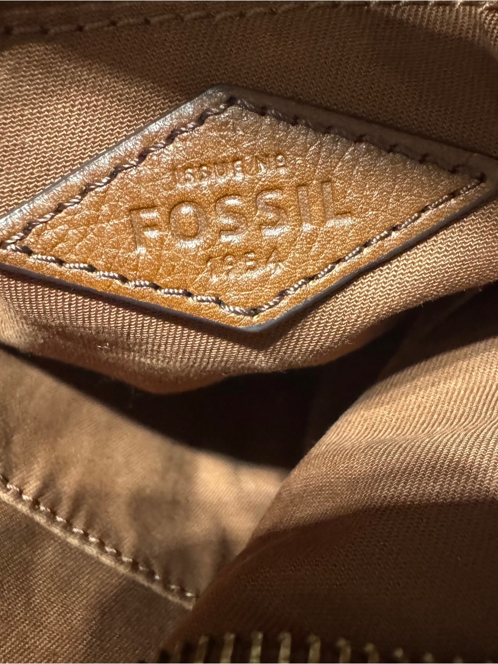 Fossil Cognac Pebbled Leather Tote - Picture 14 of 16